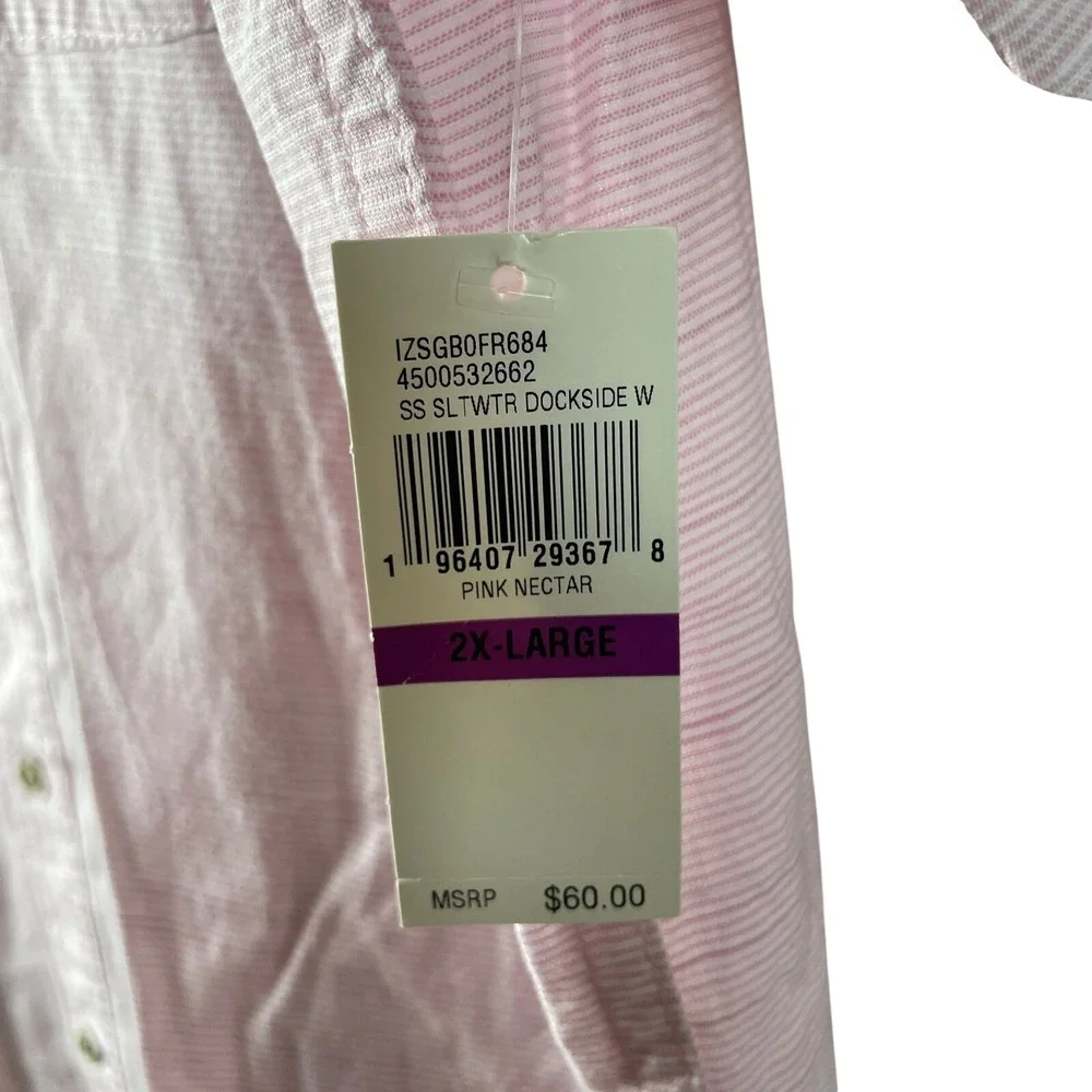 NEW Izod Saltwater Mens Dockside Chambray Button‎ Down Shirt 2XL Pink Nectar $60